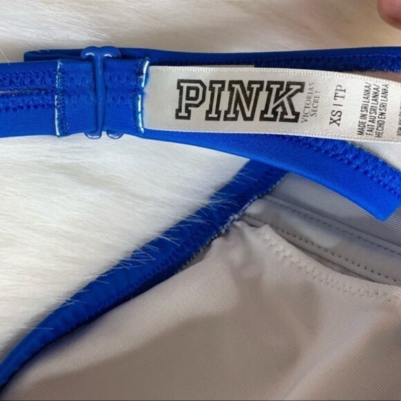 Pink Victoria's Secret Halter Bikini Top Bandeau Swimwear Beach Blue XS - Picture 13 of 13